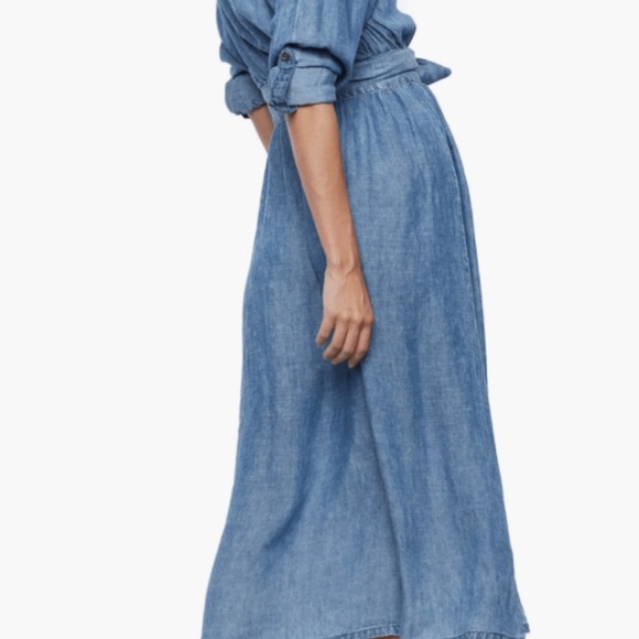 WASH LAB DENIM Women's Crossover Faux Wrap Denim Midi Dress - Picture 4 of 6